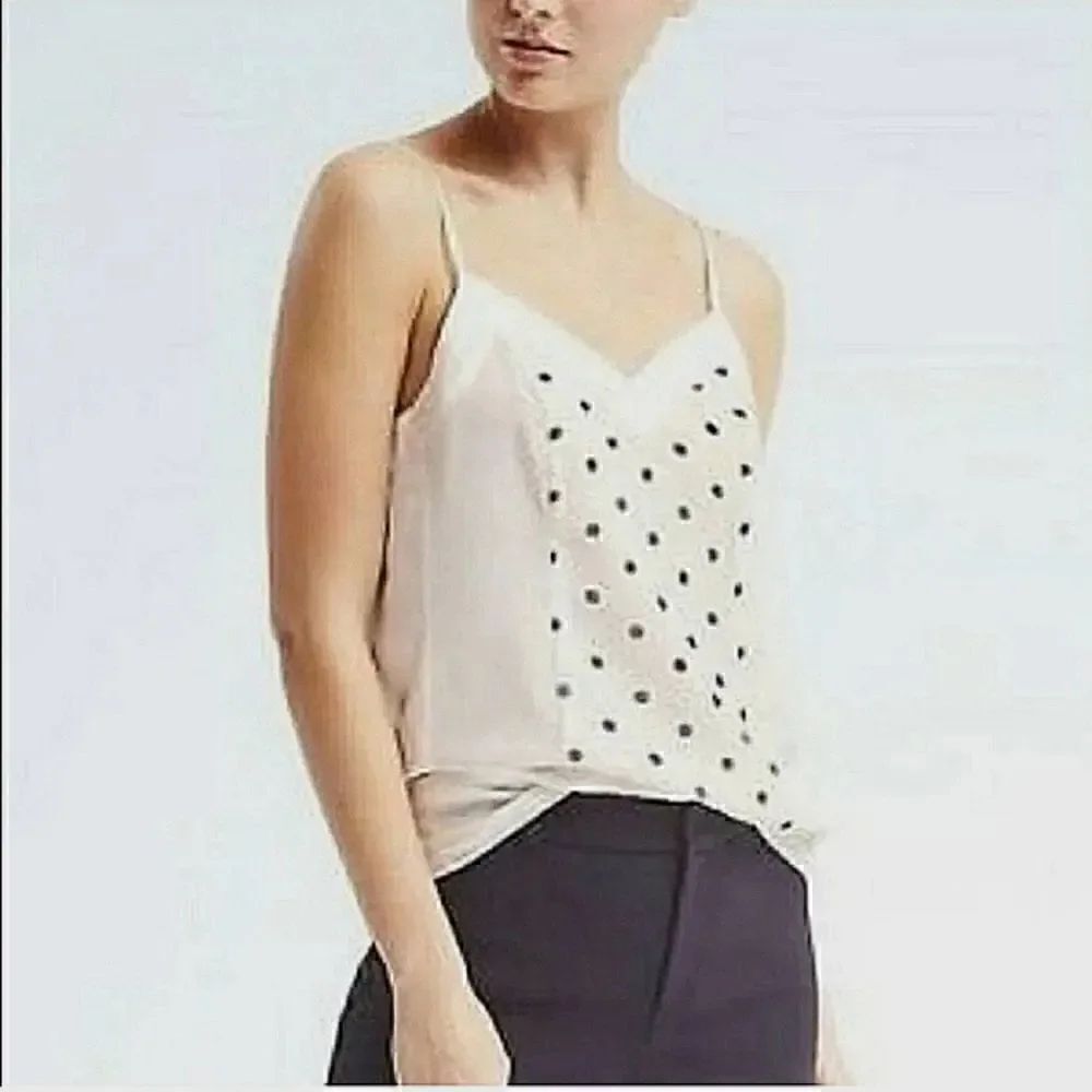 Banana Republic Polka Dot Camisole Ivory Black Sz 2